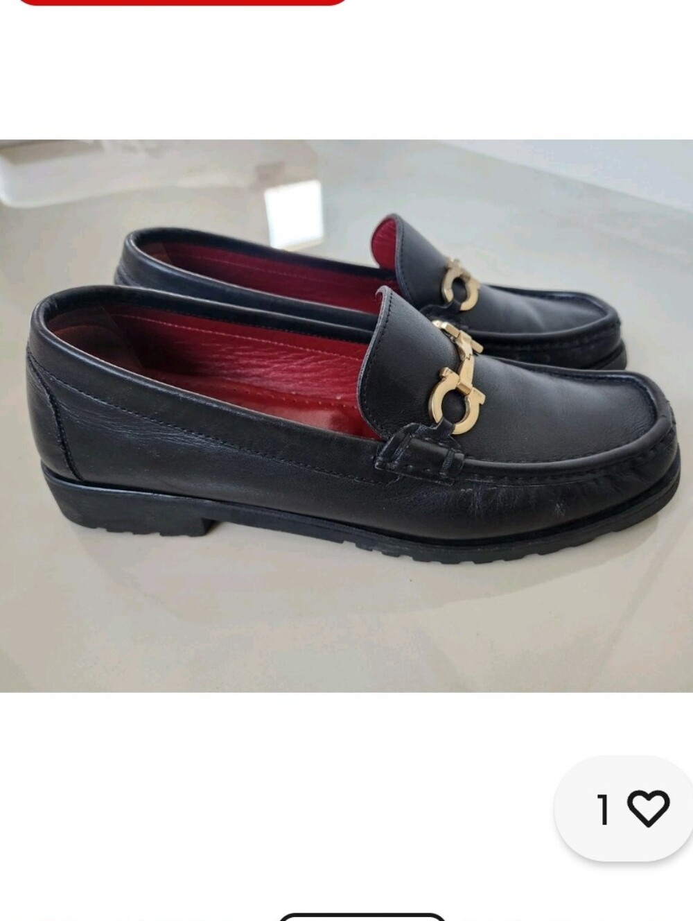 Women size 8 Salvatore Ferragamo Black and Red Loafers with Horsebit Detail - Picture 2 of 7